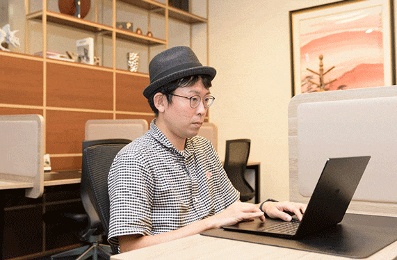 Man working in a coworking space