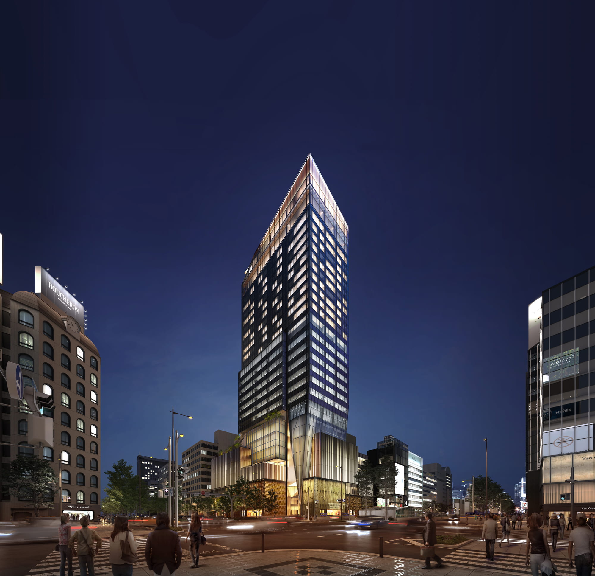 クオーツ心斎橋 夜の外観